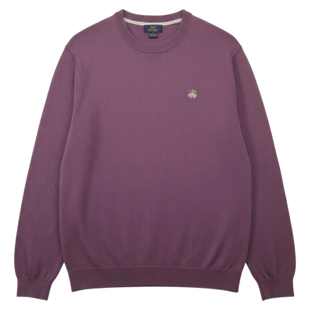 Brooks Brothers 346 Sweater Mens Large Purple Cashmere Cotton Crew Neck Pullover